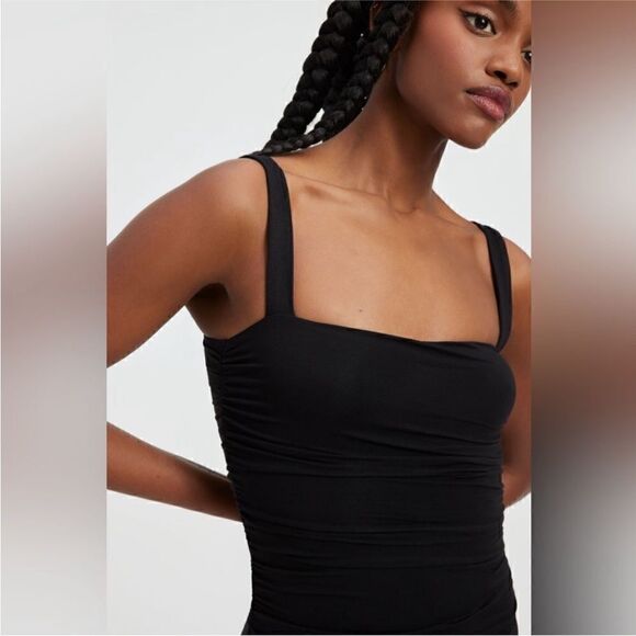 GOOD AMERICAN NWT SLINKY JERSEY MAXI TANK DRESS IN BLACK SIZE XS - Picture 3 of 10